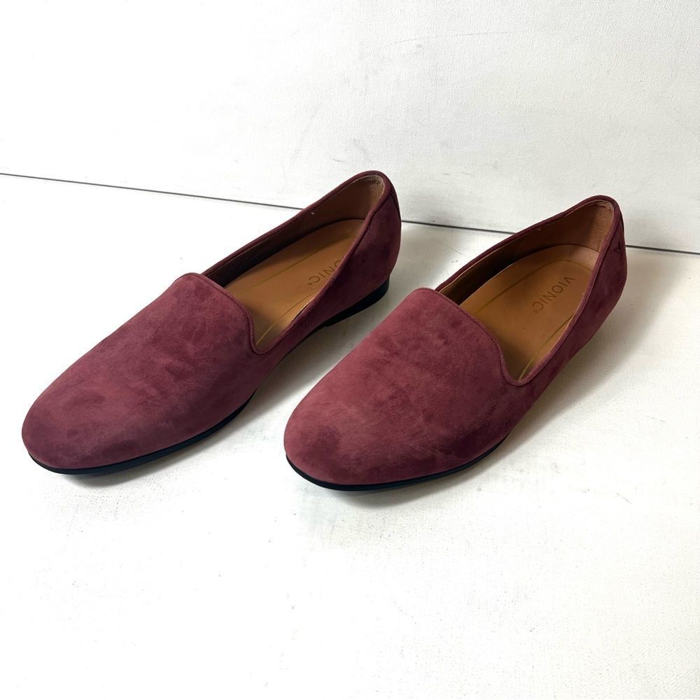 Vionic Wine Suede Slip-On Loafers - Picture 2 of 8
